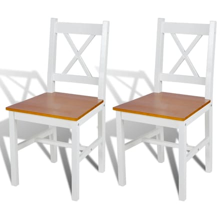 vidaXL - Eetkamerstoelen - 2 - st - grenenhout - wit