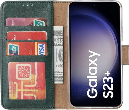 Samsung Galaxy S23 Plus hoesje - Portemonnee Cover - Bookcase met pasjeshouder - Groen