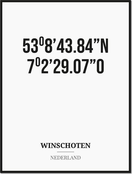 Poster/kaart WINSCHOTEN met coördinaten