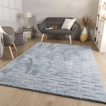 Woonkamertapijt eetkamer langpolig geometrisch design Scandi Moder 3D Uni 60 x 100 cm Rechthoek 60 x 100 cm Rechthoek grijs