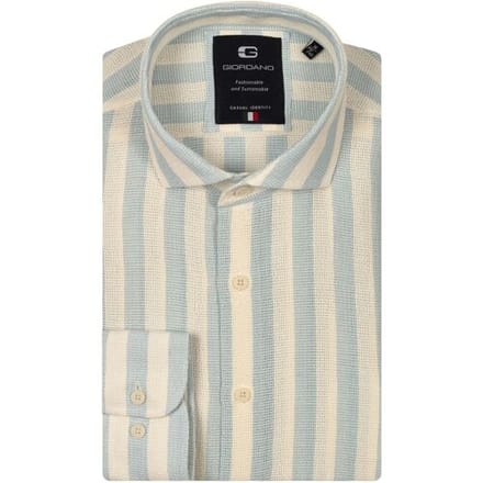 Giordano Overhemd Row Cutaway Structure Stripe Licht Blauw / male