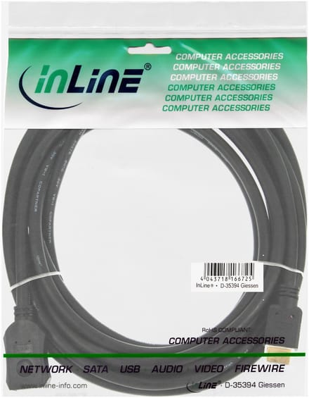 InLine® HDMI-verlengkabel, HDMI High Speed, stekker/bus, 1m