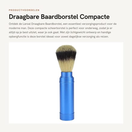 Dailygoods- Baardborstel Compact - Scheerkwast - Aluminium - Reiskoffer - Lichtgewicht - 155 x 31 mm