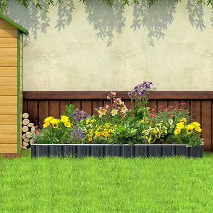 REDOM Verhoogde Plantenbak - Open Bodem - Modern - Tuin - Staal - Donkergrijs - 258 × 90 × 30 cm