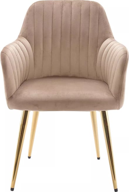 Vente-unique Set van 2 stoelen met armleuningen van fluweel en goudkleurig metaal - Beige - ELEANA