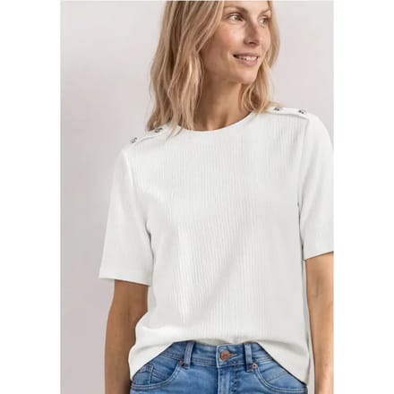 Shirt met ronde hals en knoopdetails