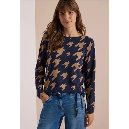Shirt met lange mouwen, boothals en print