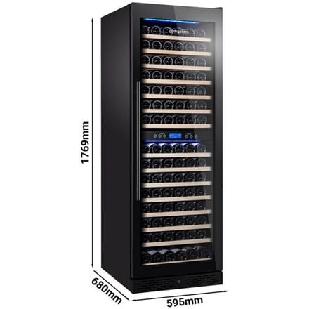 GGM Gastro Wijnklimaatkast - RVS - 2 klimaat­zones - 450l - max. 160 flessen zilver