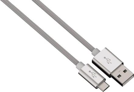 Hama Alunylon synchrokabel micro-USB-USB 1m zilver