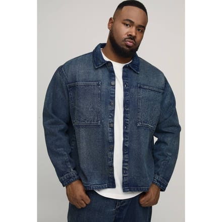 Plus Extreme Gewassen Oversized Denim Overhemd | Washed Blue | Size 2XL