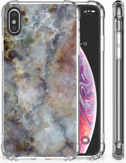 Back Cover voor Apple iPhone X | Xs Anti-Shock Hoesje Marmer Grijs