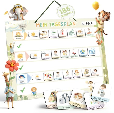 Dailygoods- Dagplanner voor Kinderen - Magnetisch Bord met 185 Magneten - Routine Planner - Creatieve Planningservaring - 42 × 32 cm - Afveegbaar Werkbord - Routinebord