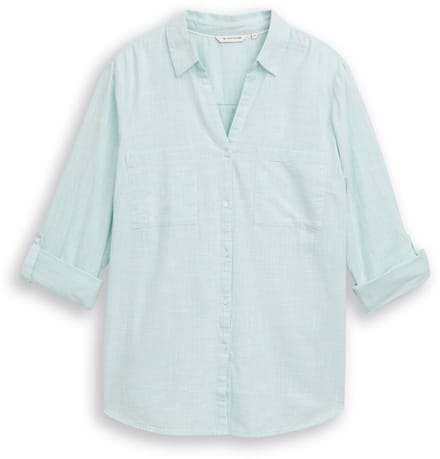 Tom Tailor - Plus Size - Blouse met borstzakjes - Maat 48 - new blue haze