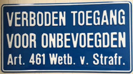 Verboden Toegang Bord Artikel 461 / 40x20 cm / Aluminium