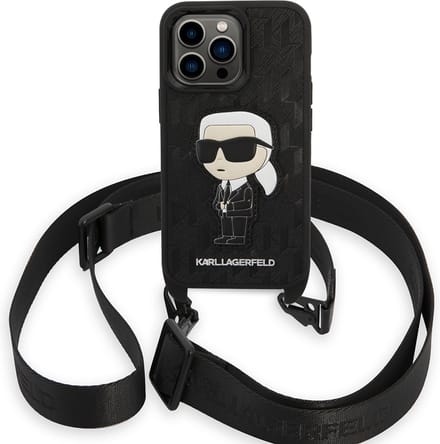 iPhone 14 Backcase- Karl Lagerfeld - Effen Zwart - Kunstleer