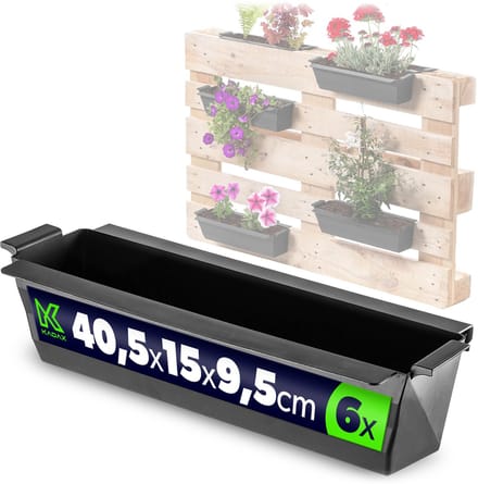 Veere bloempot voor europallets 40,5 cm zwart 6 st.