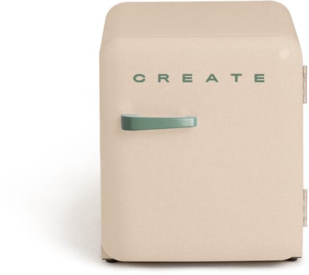 CREATE - Koelkast in retrostijl - Zand - Handvat Sage - FRIDGE RETRO 48L