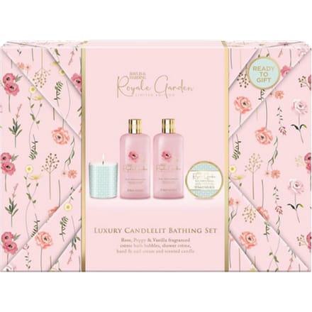 Baylis & Harding Royale Garden Rose, Poppy & Vanilla Luxury Candlelit Bathtime Gift Set