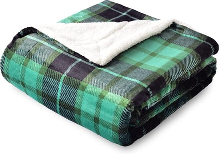 Luxe Geruite Sherpa Fleece Beddeken Dubbelzijdig 150x200cm Groen