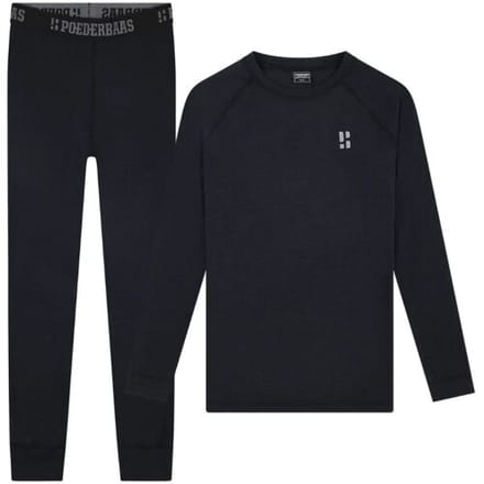 Poederbaas Thermoset Merinowol Dames - Thermoshirt + Thermolegging - Zwart - Maat XL