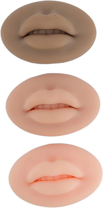 Set van 3 Silicone Sponsen voor Lip- en Huidtraining - Microblading, Tattoo Oefening en Make-up Training