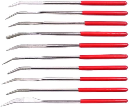 Gebogen Vijl Set - Naaldvijlen - Precisie Vijlen - Amaril Materiaal - 10 stuks - Rood