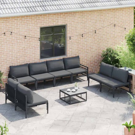 vidaXL - Tuinbank - Set - 8 - st - Zwart - Staal