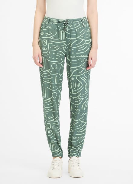 Broek Talin groen print elastiek Ragwear - maat 28
