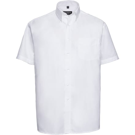 Russell Collection Heren Oxford Easy-Care overhemd met korte mouwen (Wit)