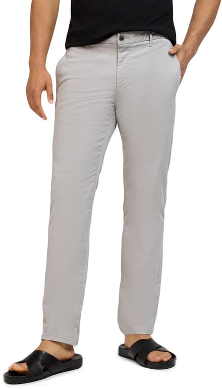 WOTEGA Heren Chinobroek CloudFit – Regular Fit – Katoen Stretch – Lichtgrijs – Koordsluiting