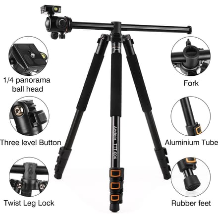 Andoer TTT-004 200cm/78.7 Inch Aluminiumlegering Camera Statief Monopod Horizontale Bevestiging met Bal goud