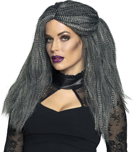 Boland - Pruik Heks Griselda Grijs - Krullen - Lang - Vrouwen - Heks - Halloween en Horror