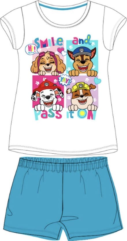 Paw Patrol Meisjes shortama / pyjama Wit/blauw Maat 116
