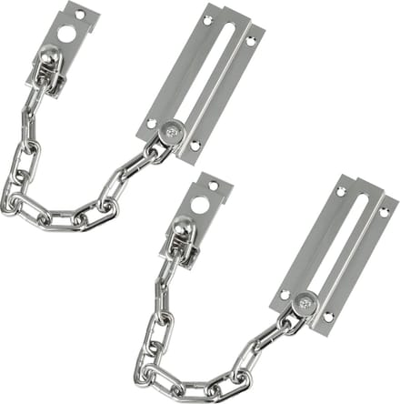 AMIG deurketting - 2x - messing - zilver - 18 cm - incl schroeven - inbraakbeveiliging