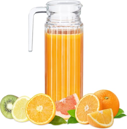 sapkan - 1 liter - handvat - deksel - glas - vaatwasserbestendig - karaf - transparant