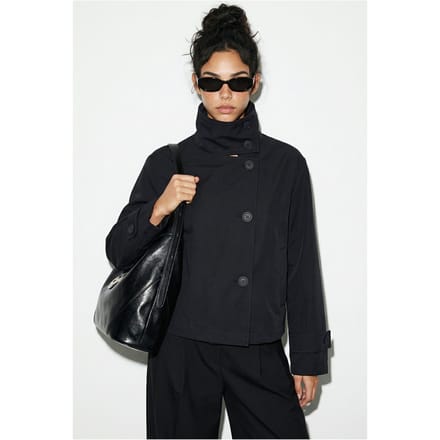 Korte Trenchcoat met Mandarin Kraag