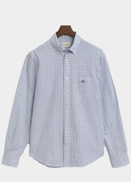 Gant Casual hemd lange mouw Blauw Reg Classic Poplin Micro Chec 3250214/427