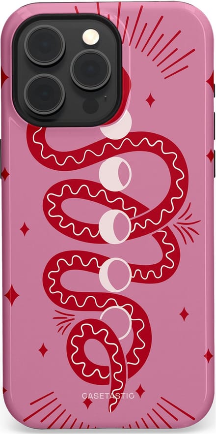 Casetastic hoesje geschikt voor Apple iPhone 15 Pro Max - MagSafe - Dubbellaagse bescherming - Eclipseslang - Fashion Case - Lila Koraal