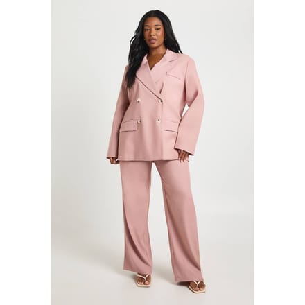 boohoo Dames Plus Oversized Blazer Met Hoornknoppen | Stoffig Roze | Maat: 46