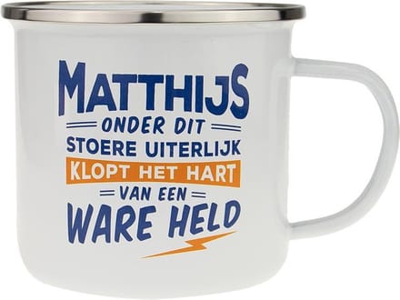 Mok - Top vent - Matthijs - Geëmailleerd - In cadeauverpakking