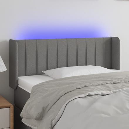 vidaXL - Hoofdbord - LED - 103x16x78/88 - cm - stof - donkergrijs