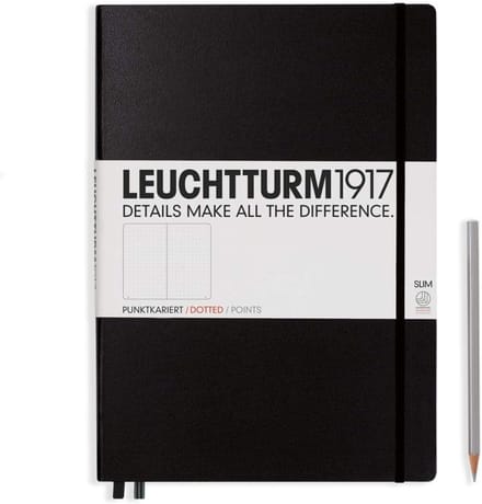 Notitieboek Master Slim A4+ Hardcover Zwart Gestippeld met Genummerde Pagina's