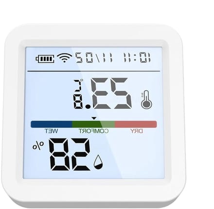 Temperatuur Vochtigheidsmonitor - Slimme Sensor - Omgevingsmonitoring Binnen - Dubbele Modus Connectiviteit - 5.6x5.6x2.3cm - Wit