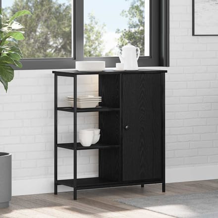 vidaXL - Dressoir - Zwart - Eiken - 70 - x - 30 - x - 80 - cm