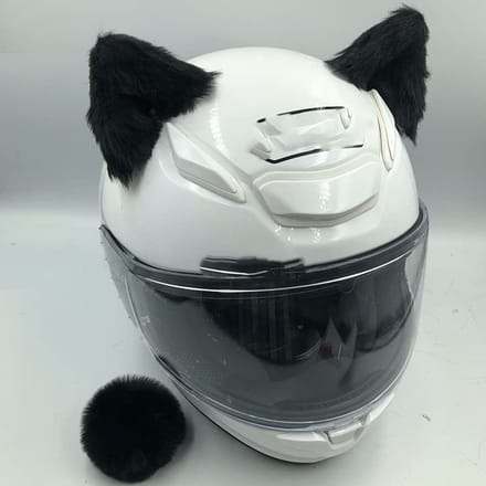 Motorhelm decoratie set met schattige pluche kattenoren en staart