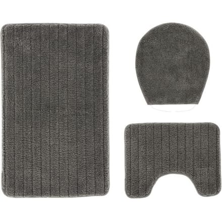 LIVARNO Badmat set 3-delig (Badmat met toiletuitsparing, Grijs)