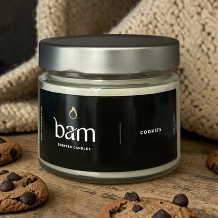 BAM Cookies Geurkaars – Basic Collection Medium – 50 Branduren – 210 g – Zonnebloemwas – Vegan - koekjes