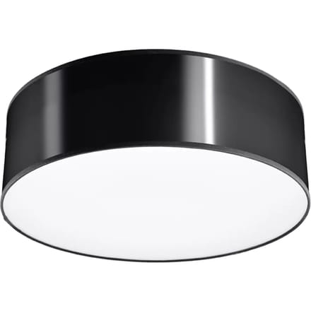 Plafondlamp ARENA compacte ronde plafonnière - Sollux Lighting - IP20 - Zwart pvc behuizing - 25 x 25 x 11 cm - 1 x E27 LED, exclusief lichtbron - Max. 15 W - Minimalistische plafondlamp voor woonkamer, eetkamer en keuken