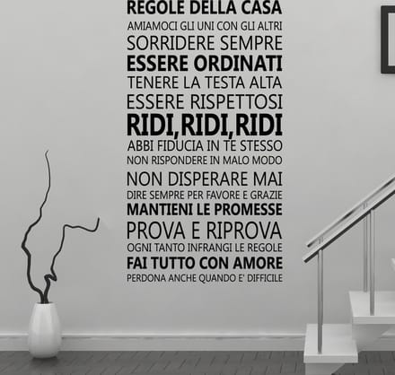Walplus - Muursticker - Huis Regels Quote (IT) - Zwart