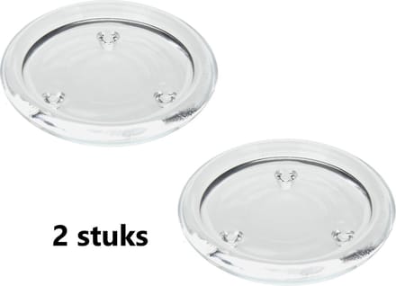 Kaarsplateau Glas - voor stompkaars - 10 cm per 2 stuks
